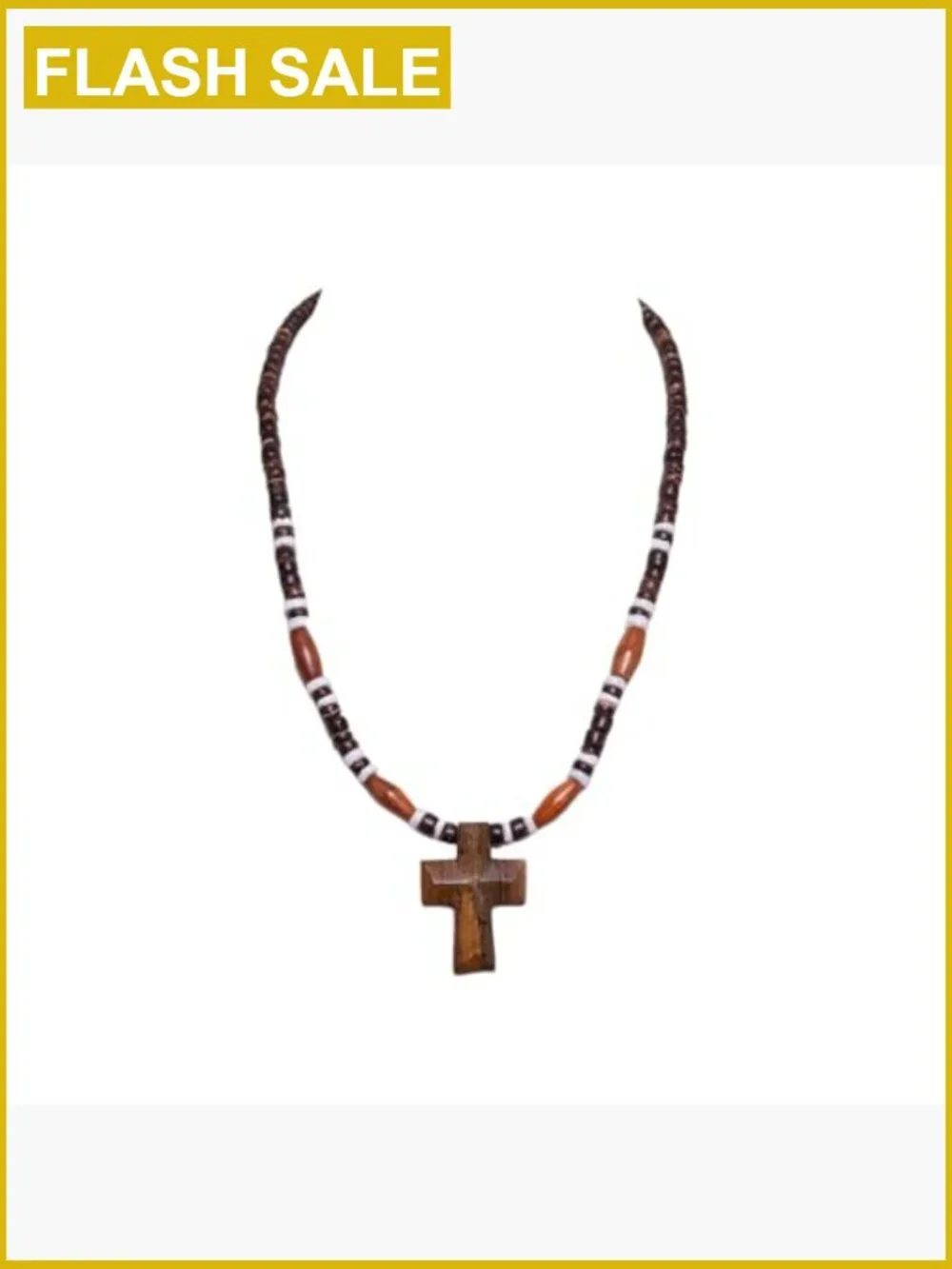 Hand Carved Wood Cross Necklace 18